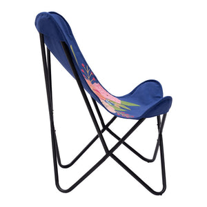 26" Blue And Black Tropical Butterfly Chair
