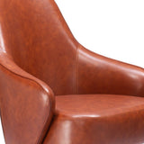 28" Brown And Gold Faux Leather And Faux Leather Swivel Arm Chair