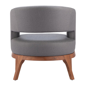 27" Slate Gray And Brown Faux Leather Arm Chair