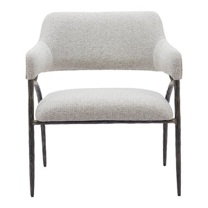 28" Gray And Black Upholstered Arm Chair