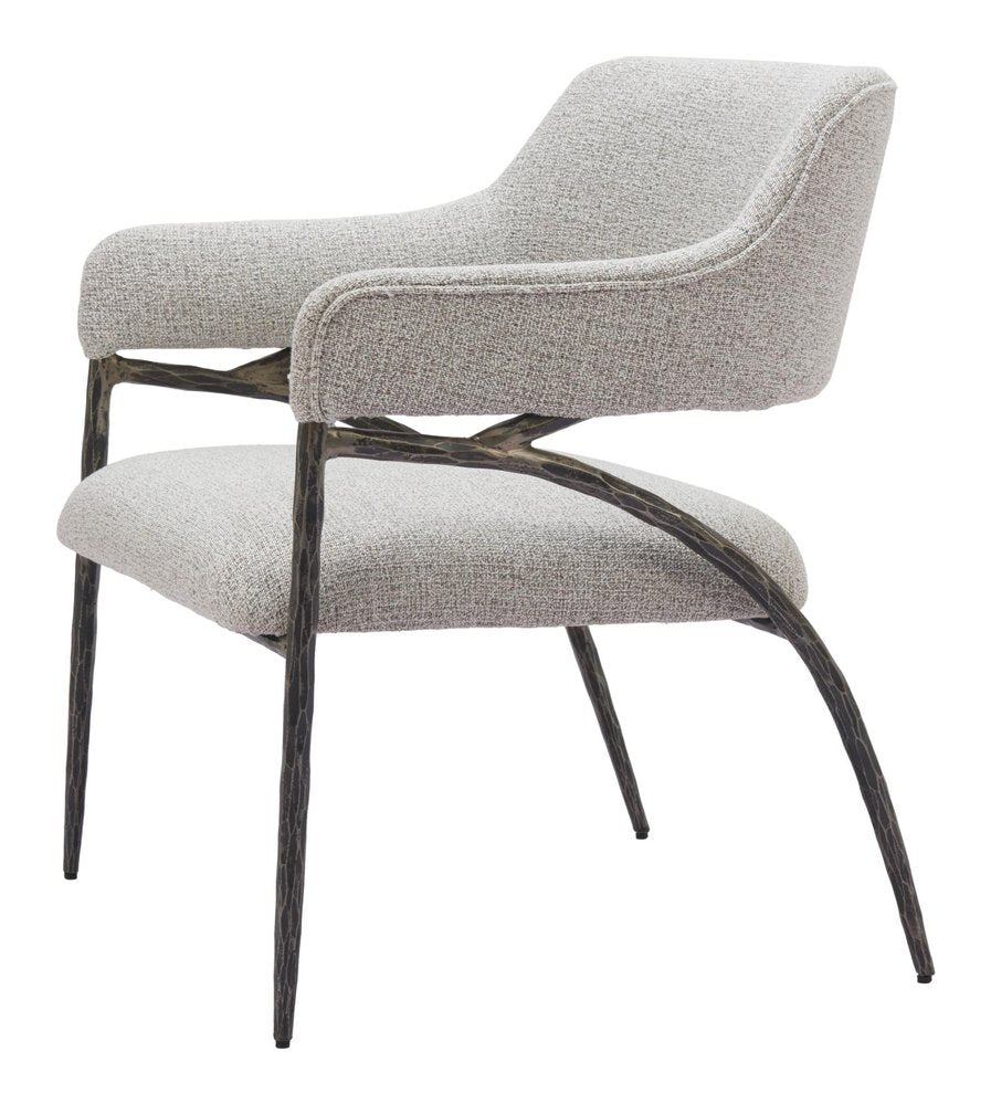 28" Gray And Black Upholstered Arm Chair