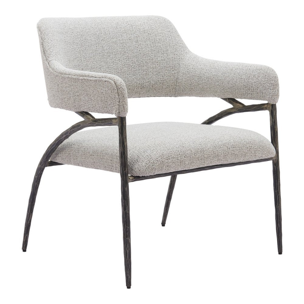 28" Gray And Black Upholstered Arm Chair