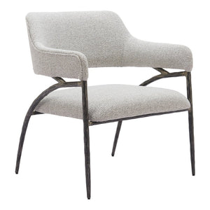28" Gray And Black Upholstered Arm Chair
