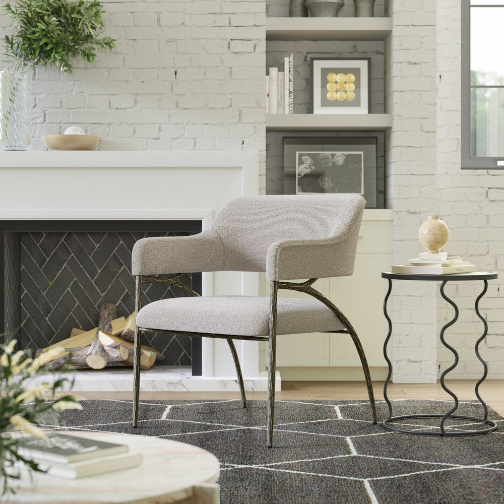 28" Gray And Black Upholstered Arm Chair