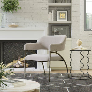 28" Gray And Black Upholstered Arm Chair
