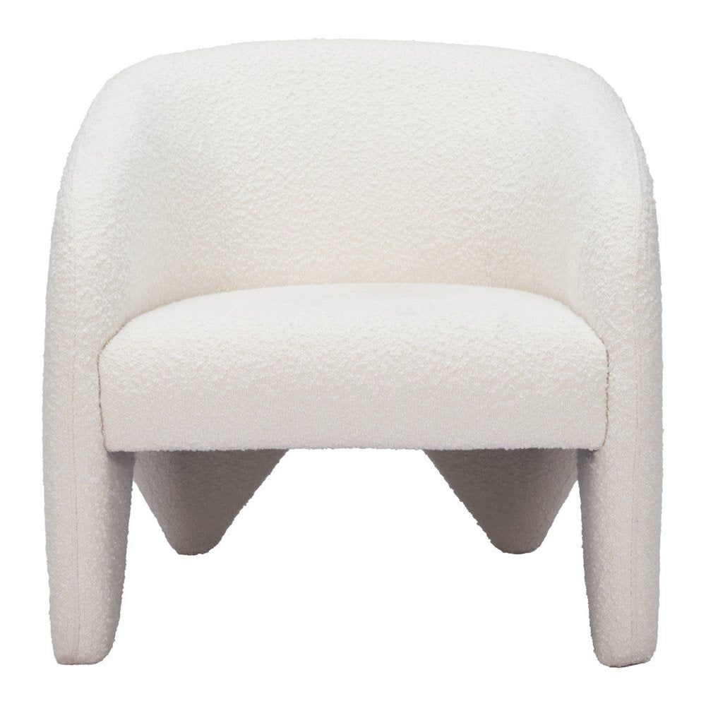 30" White Faux Shearling And Upholstered Arm Chair