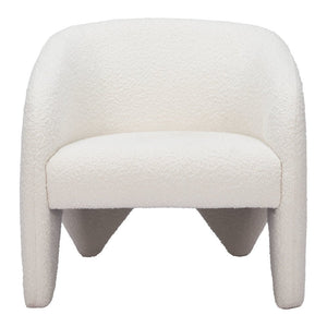 30" White Faux Shearling And Upholstered Arm Chair