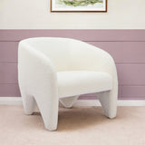30" White Faux Shearling And Upholstered Arm Chair