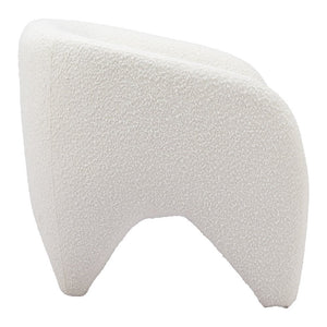 30" White Faux Shearling And Upholstered Arm Chair