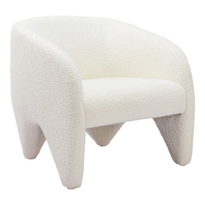30" White Faux Shearling And Upholstered Arm Chair