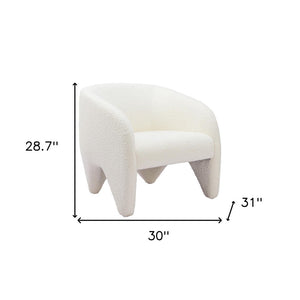 30" White Faux Shearling And Upholstered Arm Chair
