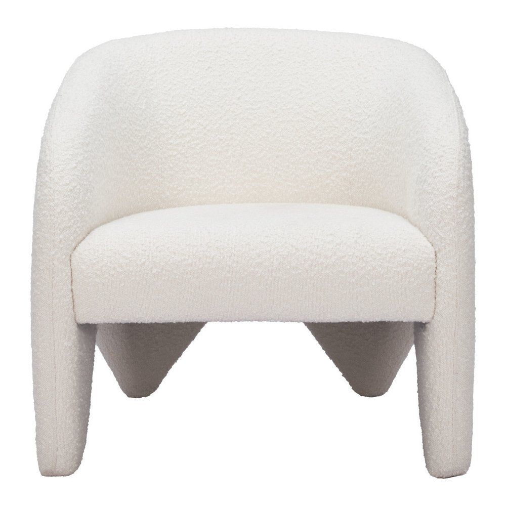 30" White Faux Shearling And Upholstered Arm Chair