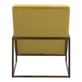 26" Olive Green And Bronze Velvet And Upholstered Arm Chair