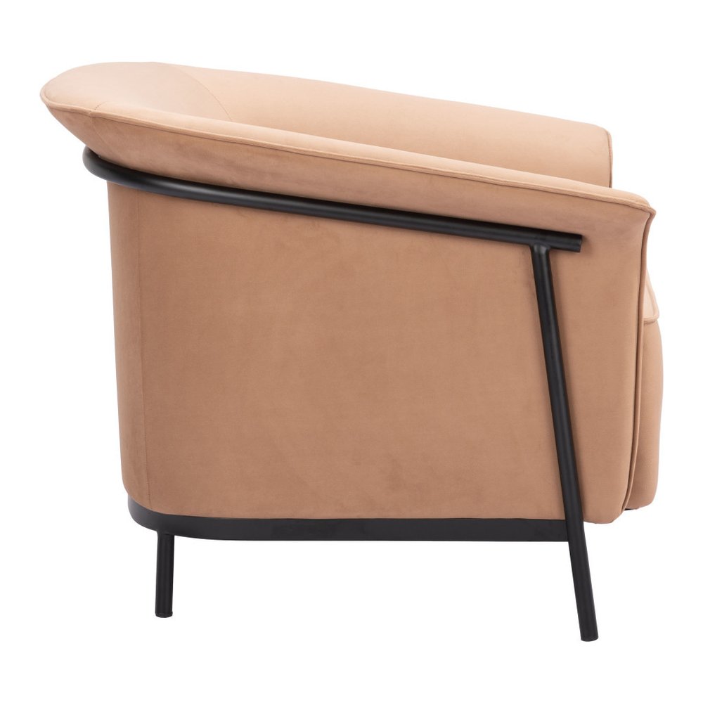35" Tan And Black Upholstered Arm Chair