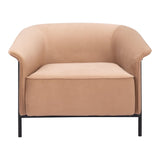 35" Tan And Black Upholstered Arm Chair
