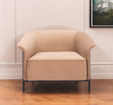 35" Tan And Black Upholstered Arm Chair