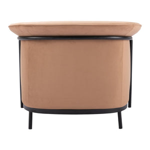 35" Tan And Black Upholstered Arm Chair