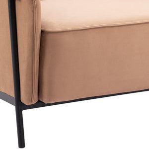 35" Tan And Black Upholstered Arm Chair