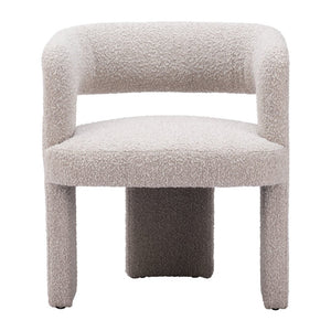 27" Beige Faux Shearling And Upholstered Arm Chair
