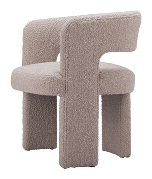 27" Beige Faux Shearling And Upholstered Arm Chair