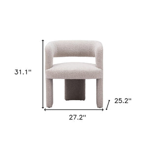 27" Beige Faux Shearling And Upholstered Arm Chair