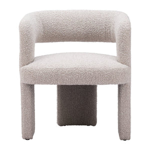 27" Beige Faux Shearling And Upholstered Arm Chair