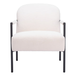 26" Ivory And Black Faux Shearling And Upholstered Arm Chair