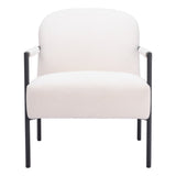 26" Ivory And Black Faux Shearling And Upholstered Arm Chair