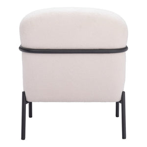 26" Ivory And Black Faux Shearling And Upholstered Arm Chair