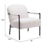 26" Ivory And Black Faux Shearling And Upholstered Arm Chair