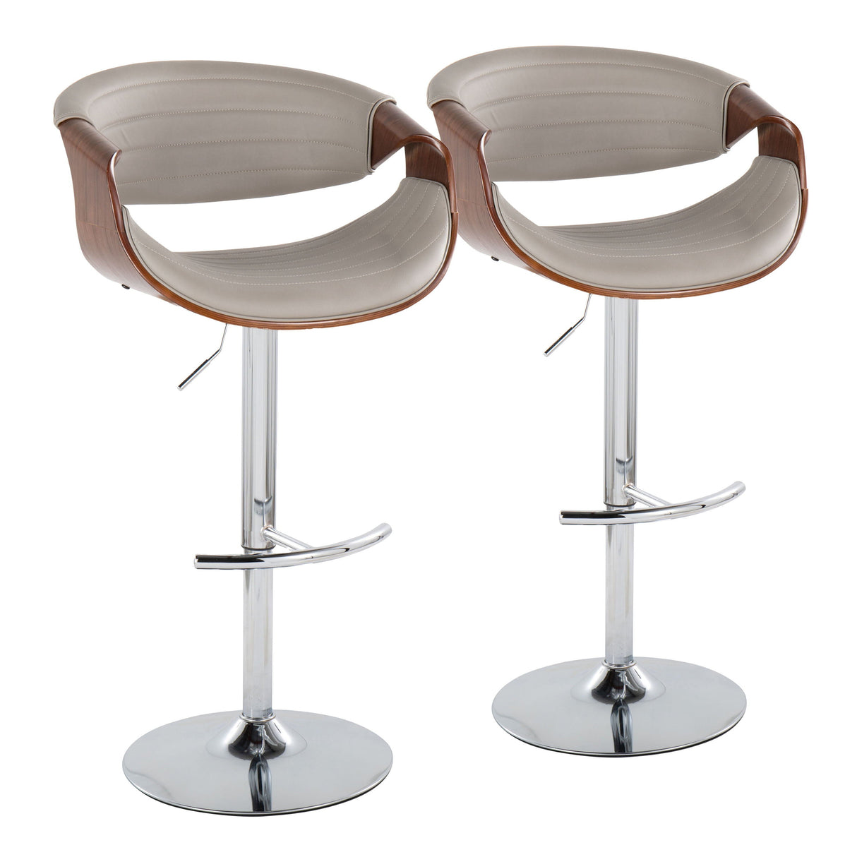 Symphony - Mid Century Modern Adjustable Barstool & Swivel With Rounded T Footrest (Set of 2) by Couch.com