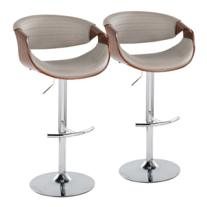 Symphony - Mid Century Modern Adjustable Barstool & Swivel With Rounded T Footrest (Set of 2) by Couch.com
