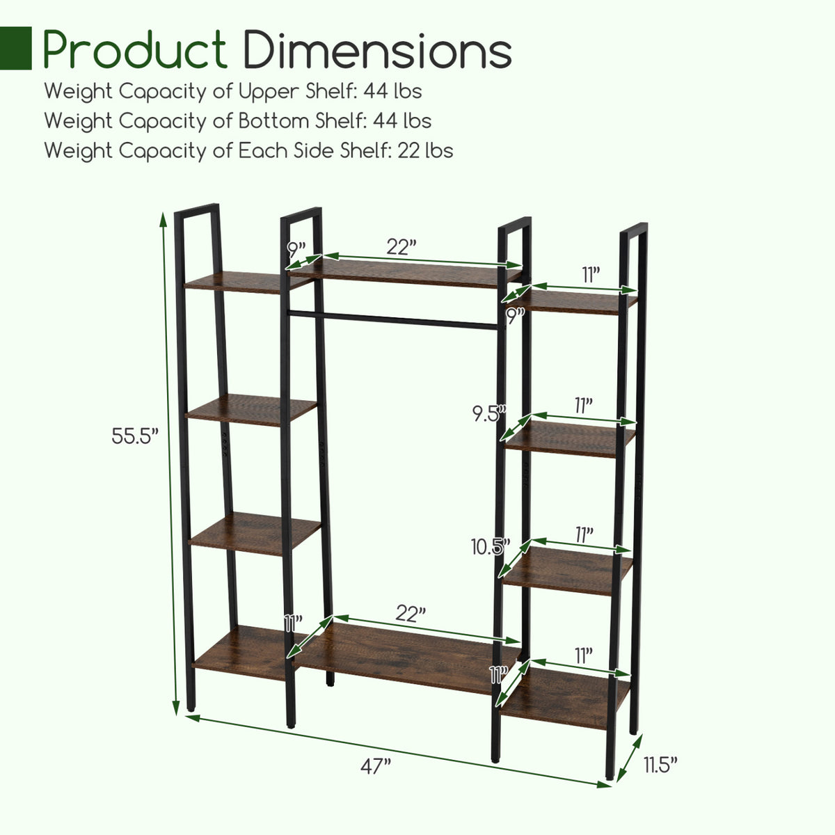 55.5 inch Tall Plant Stand 10-Tier Plant Rack with 16 Colors LED Strip Lights-Rustic Brown
