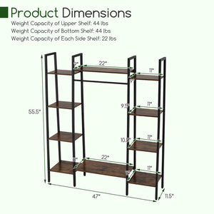 55.5 inch Tall Plant Stand 10-Tier Plant Rack with 16 Colors LED Strip Lights-Rustic Brown