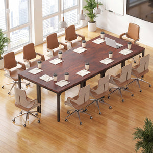 55 Inch Conference Table with Heavy-duty Metal Frame-Brown