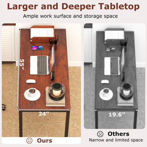 55 Inch Conference Table with Heavy-duty Metal Frame-Brown