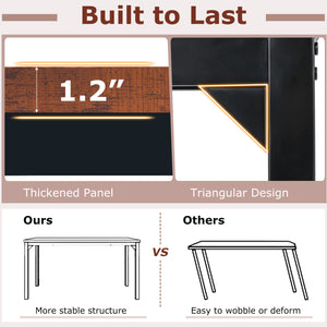 55 Inch Conference Table with Heavy-duty Metal Frame-Brown