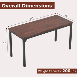 55 Inch Conference Table with Heavy-duty Metal Frame-Brown
