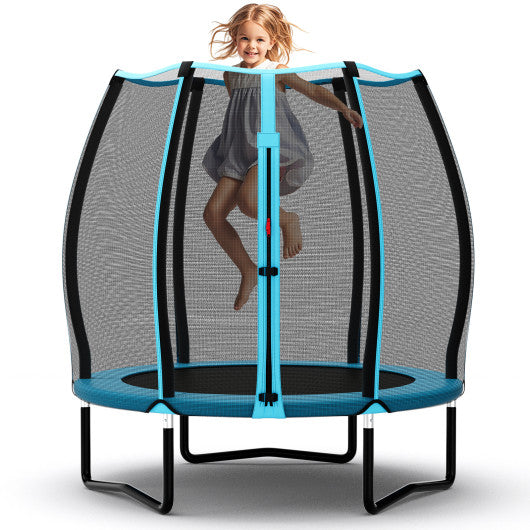 55 Inch Trampoline for Kids Toddler Mini Trampoline with Safety Enclosure Net-Blue