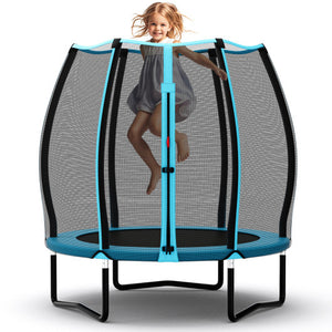 55 Inch Trampoline for Kids Toddler Mini Trampoline with Safety Enclosure Net-Blue