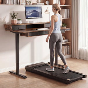 55 Inch x 27 Inch Electric Standing Desk with Drawers-Rustic Brown