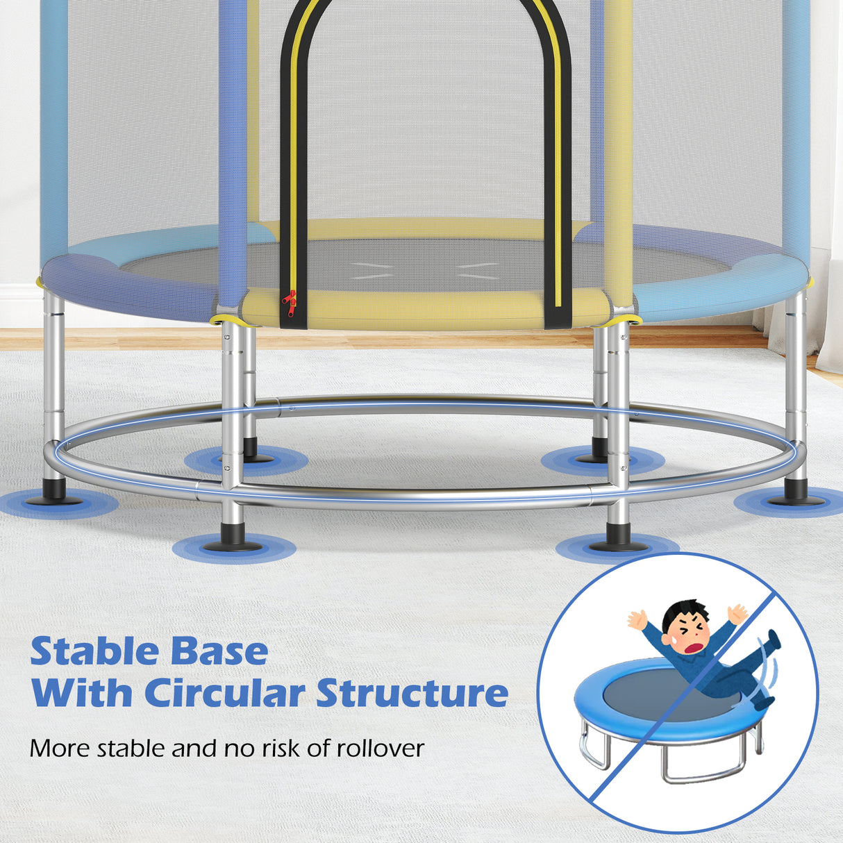 55" Kids Trampoline Gift for for 3-6 Years Old Boys and Girls-Navy