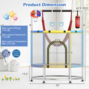 55" Kids Trampoline Gift for for 3-6 Years Old Boys and Girls-Navy