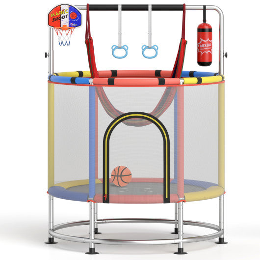 55" Kids Trampoline Gift for for 3-6 Years Old Boys and Girls-Red