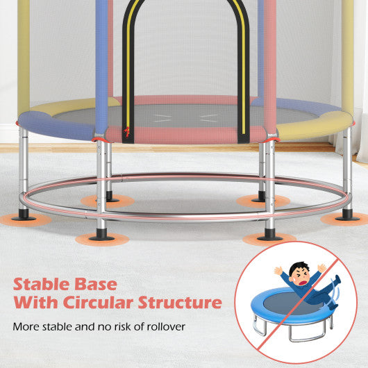 55" Kids Trampoline Gift for for 3-6 Years Old Boys and Girls-Red