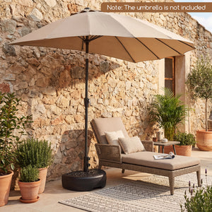 55 LBS Half Round Patio Umbrella Base  for Deck Lawn Poolside-Black