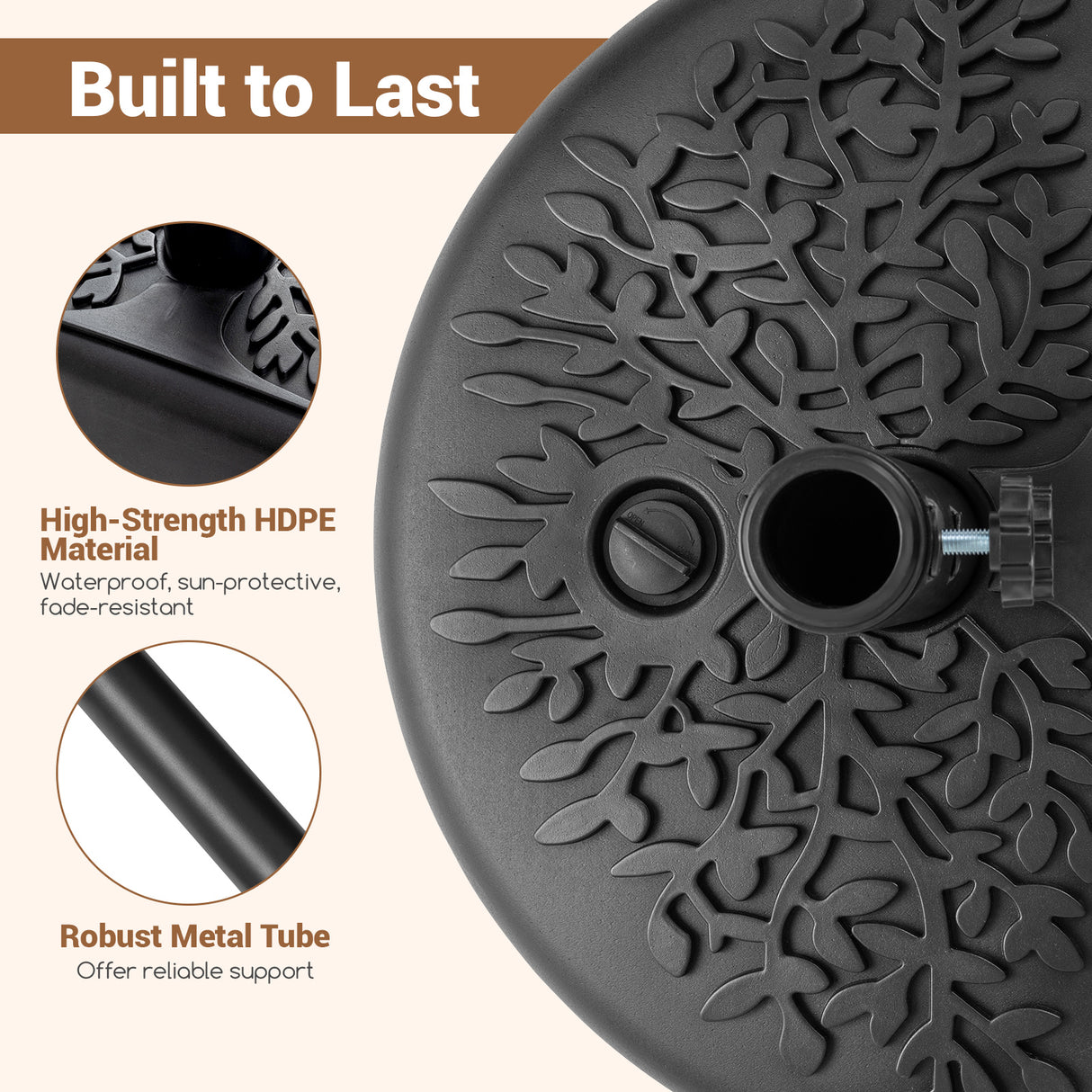 55 LBS Half Round Patio Umbrella Base  for Deck Lawn Poolside-Black