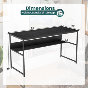 55 x 24 inch Computer Desk with Power Outlets and USB Ports-Black