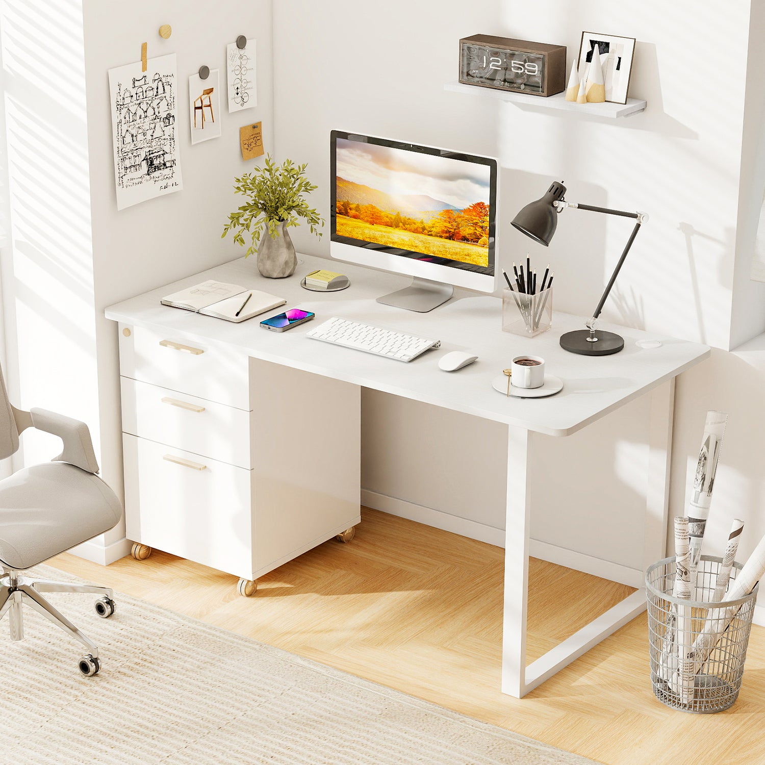 55" x 28" Universal Tabletop for Standard and Standing Desk Frame-Natural