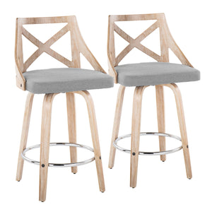 Charlotte - Farmhouse Fixed Height Counter Stool With Swivel And Round Footrest (Set of 2) by Couch.com